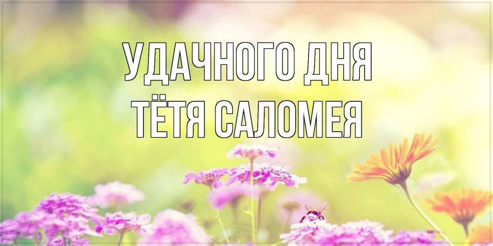 Открытка на каждый день с именем, Тётя-Саломея Удачного дня красивая открытка с летней темой Прикольная открытка с пожеланием онлайн скачать бесплатно 