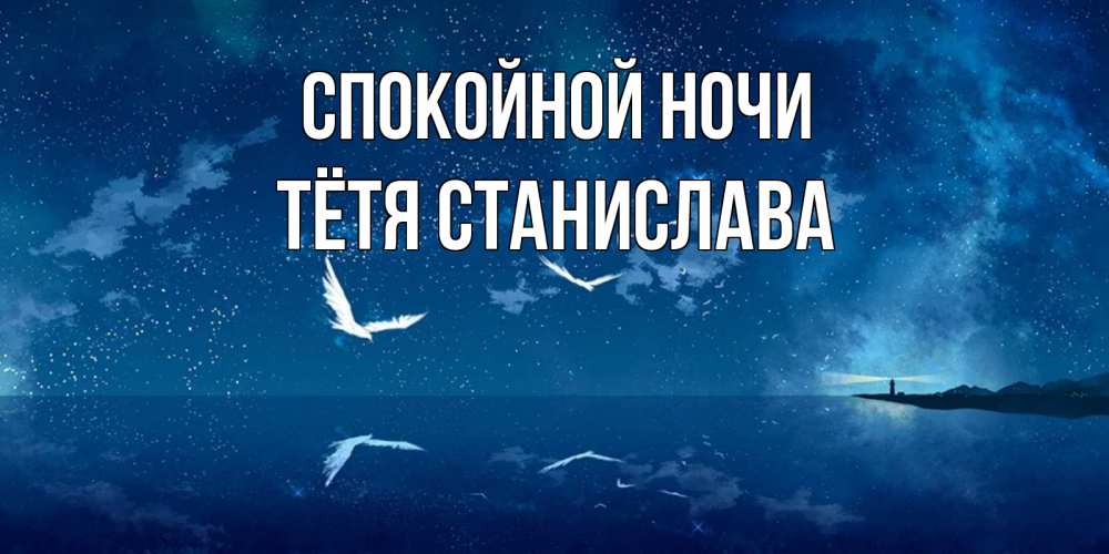 Открытка на каждый день с именем, Тётя-Станислава Спокойной ночи птицы летят на фоне ночного неба Прикольная открытка с пожеланием онлайн скачать бесплатно 