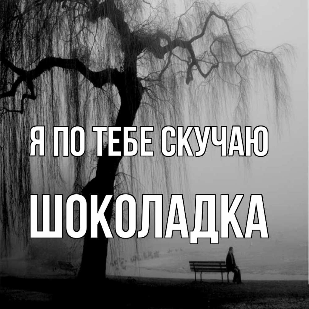 Открытка на каждый день с именем, Шоколадка Я по тебе скучаю лавочка под деревом я жду тебя Прикольная открытка с пожеланием онлайн скачать бесплатно 