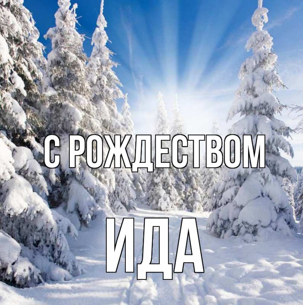 Открытка на каждый день с именем, Ида С рождеством зима, лес Прикольная открытка с пожеланием онлайн скачать бесплатно 