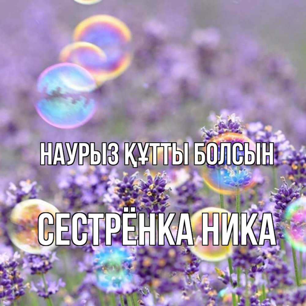 Открытка на каждый день с именем, Сестрёнка-Ника Наурыз құтты болсын цветы Прикольная открытка с пожеланием онлайн скачать бесплатно 