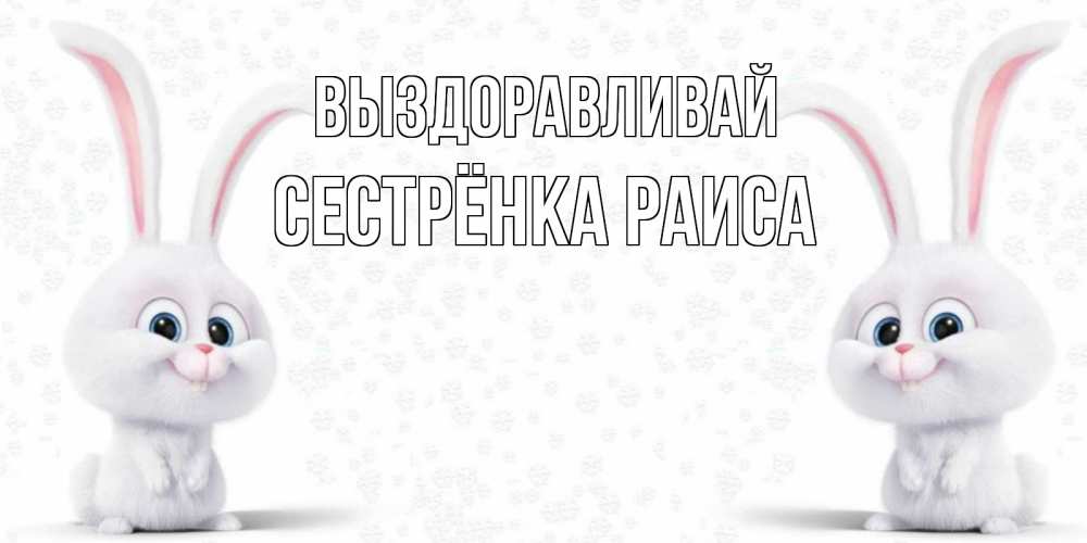 Открытка на каждый день с именем, Сестрёнка-Раиса Выздоравливай не болей с зайцем Прикольная открытка с пожеланием онлайн скачать бесплатно 