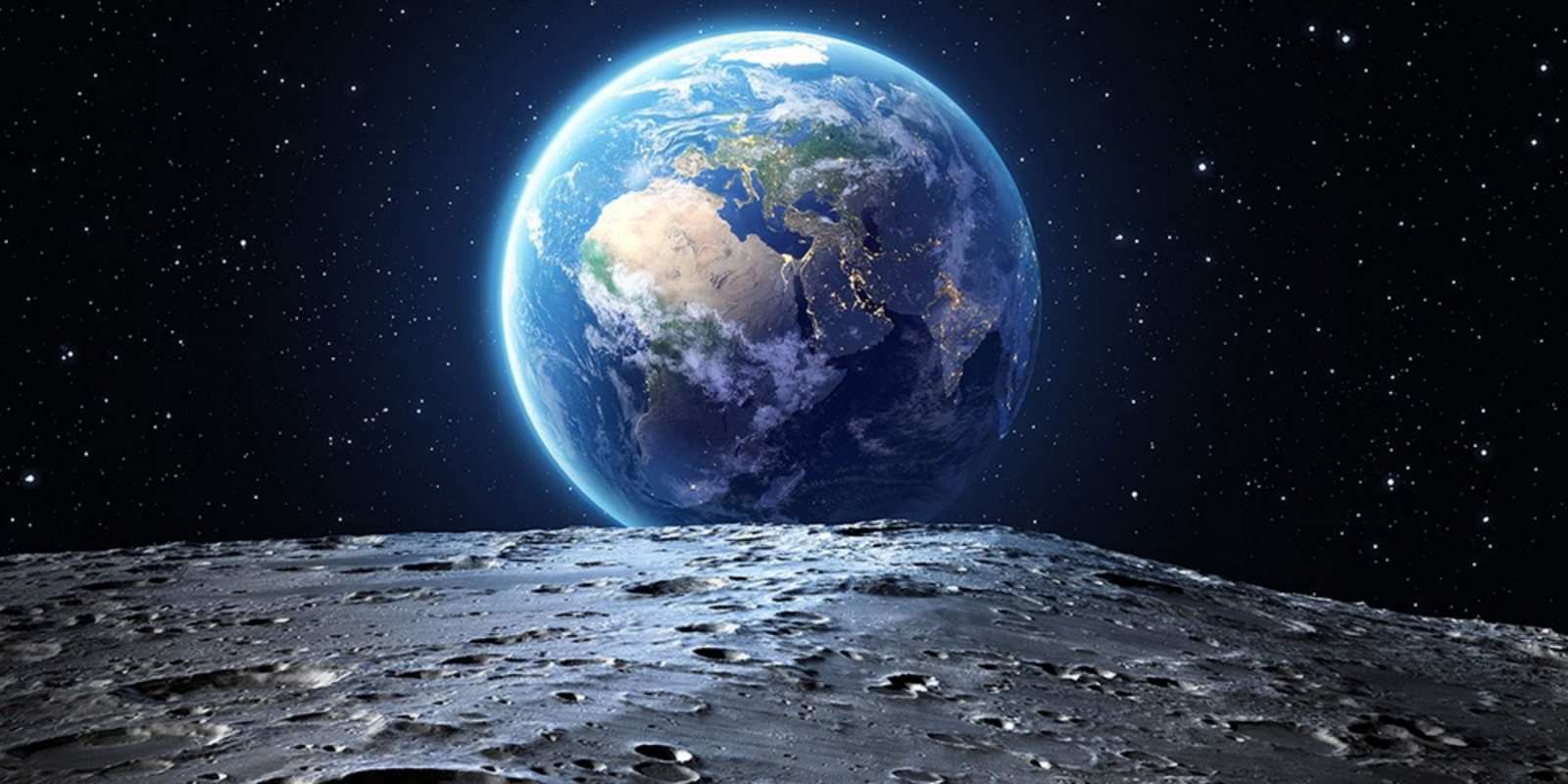 Открытка земля с луны красивая космическая открытка Спокойной ночи 