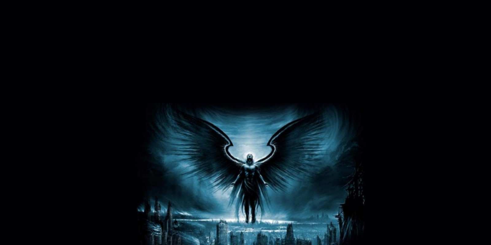 Открытка Открытка на день ангела, ангел на фоне неба и города ангел, день ангела С днем ангела 