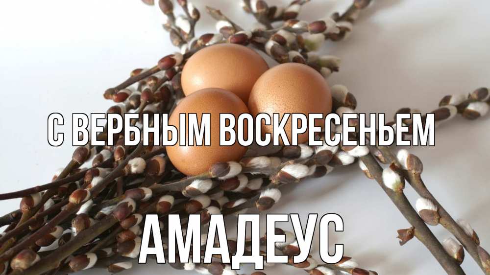 Открытка на каждый день с именем, Амадеус С вербным воскресеньем верба 1 Прикольная открытка с пожеланием онлайн скачать бесплатно 