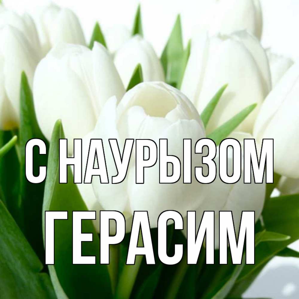Открытка на каждый день с именем, Герасим С наурызом цветы Прикольная открытка с пожеланием онлайн скачать бесплатно 