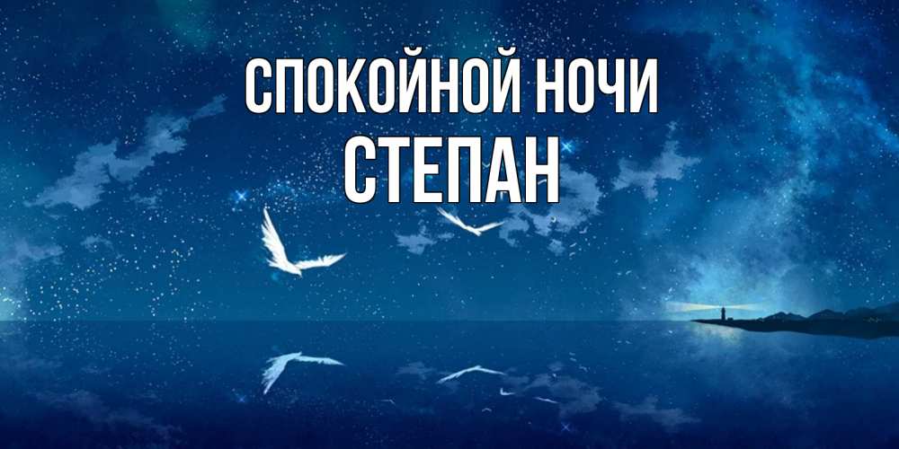 Открытка на каждый день с именем, Степан Спокойной ночи птицы летят на фоне ночного неба Прикольная открытка с пожеланием онлайн скачать бесплатно 