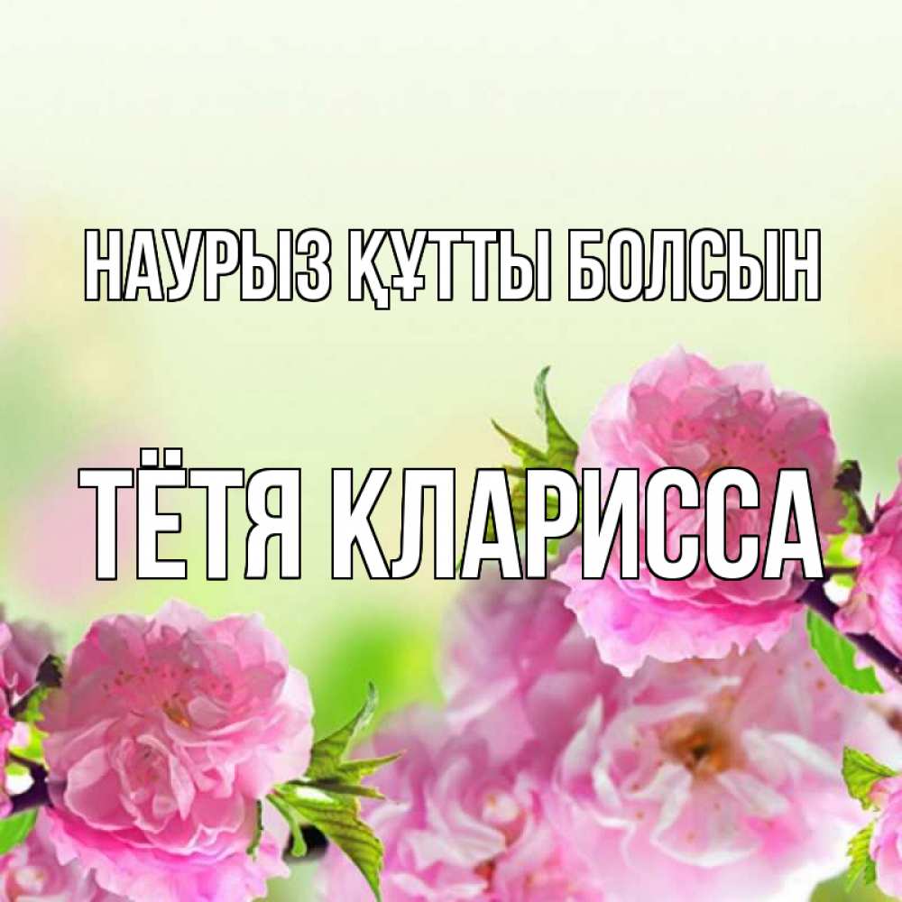 Открытка на каждый день с именем, Тётя-Кларисса Наурыз құтты болсын цветы Прикольная открытка с пожеланием онлайн скачать бесплатно 