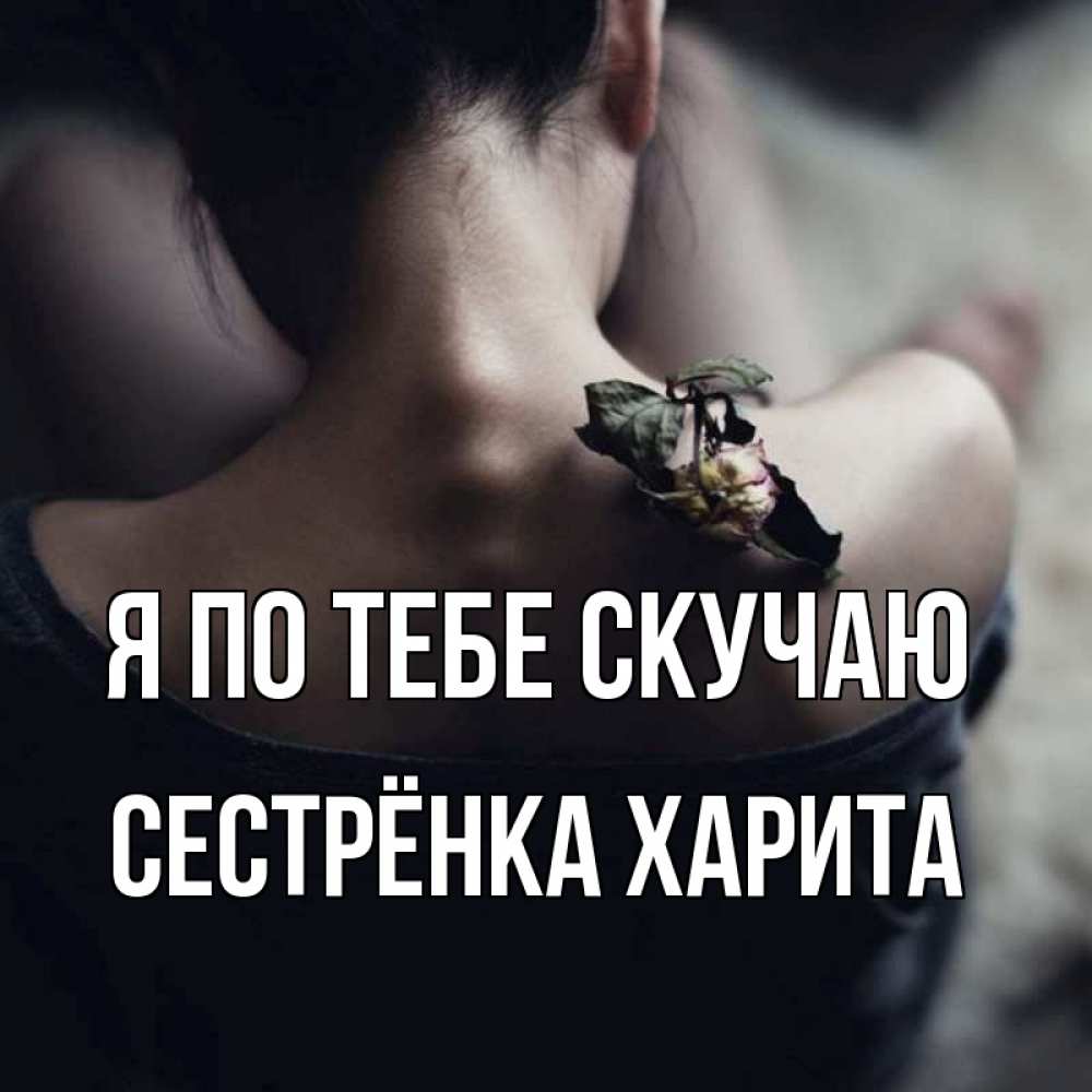 Открытка на каждый день с именем, Сестрёнка-Харита Я по тебе скучаю засох цветок Прикольная открытка с пожеланием онлайн скачать бесплатно 