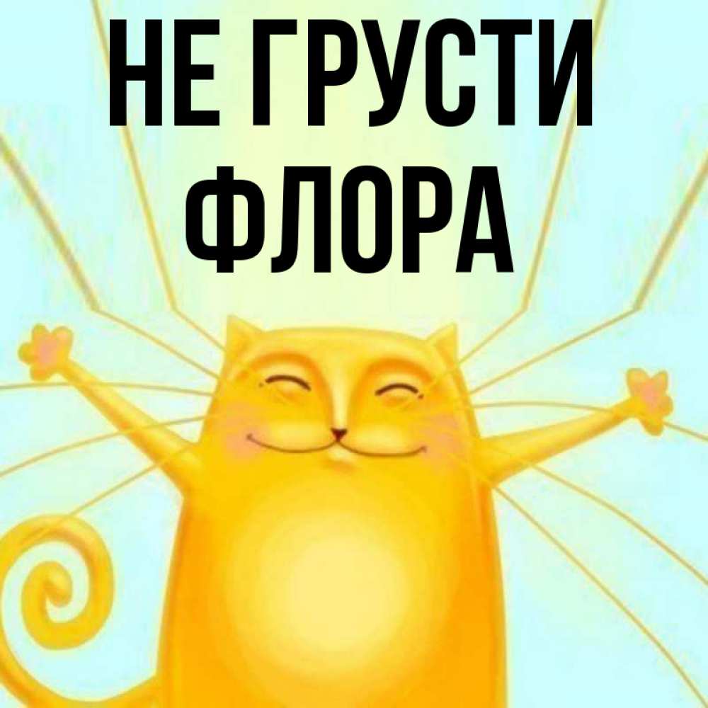Открытка на каждый день с именем, Флора Не грусти обнимашки усатые Прикольная открытка с пожеланием онлайн скачать бесплатно 