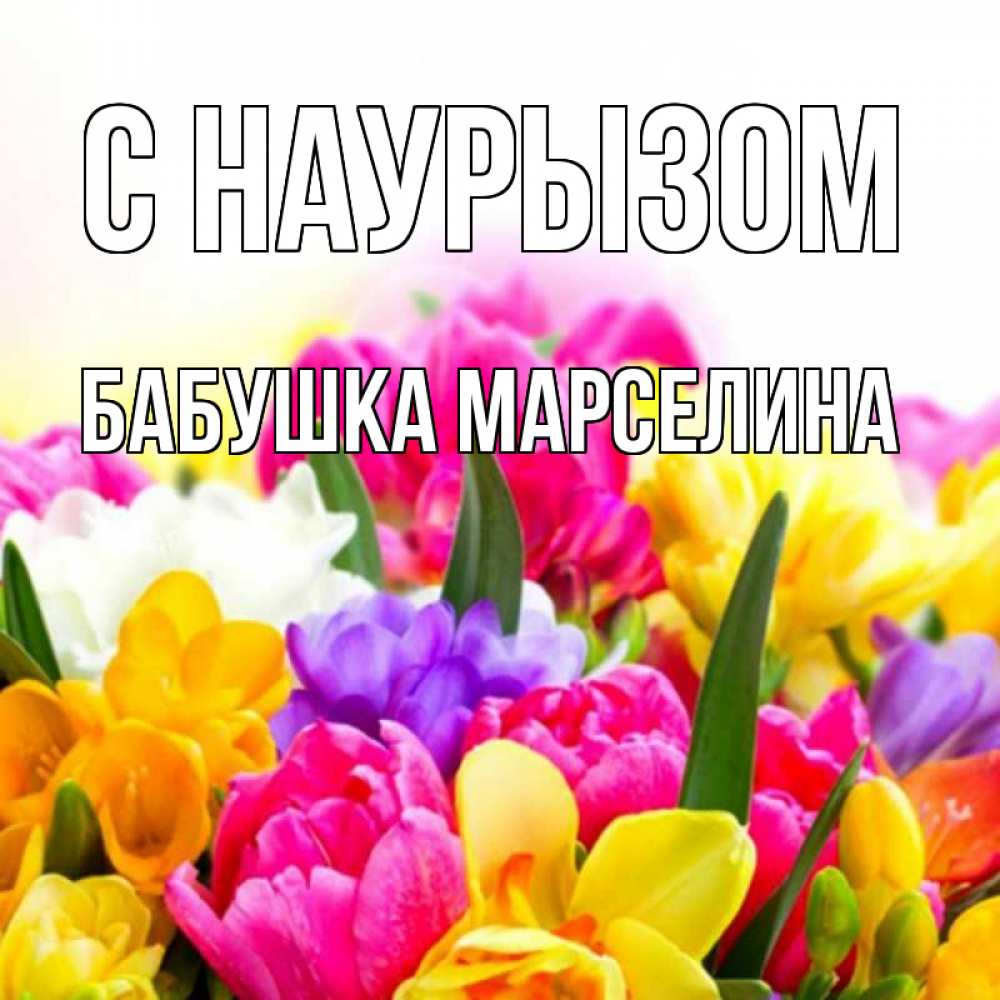 Открытка на каждый день с именем, Бабушка-Марселина С наурызом тюльпаны Прикольная открытка с пожеланием онлайн скачать бесплатно 