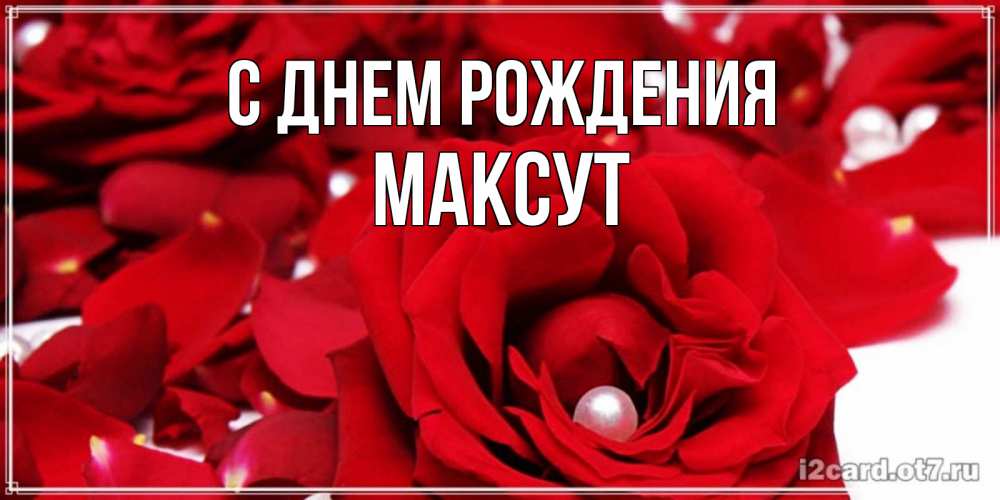 Открытка на каждый день с именем, Максут С днем рождения роза с жемчужиной на открытке для любимых Прикольная открытка с пожеланием онлайн скачать бесплатно 