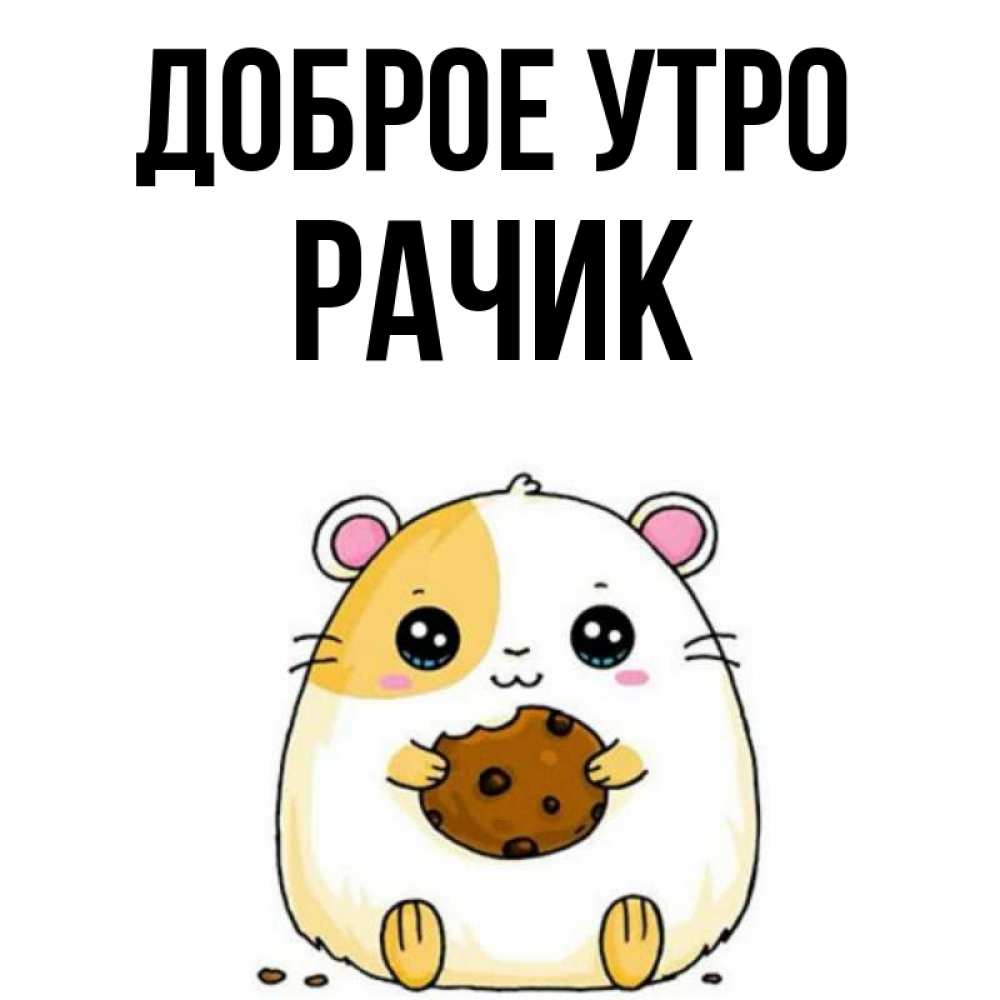 Открытка на каждый день с именем, Рачик Доброе утро есть печеньку. Утречко Прикольная открытка с пожеланием онлайн скачать бесплатно 