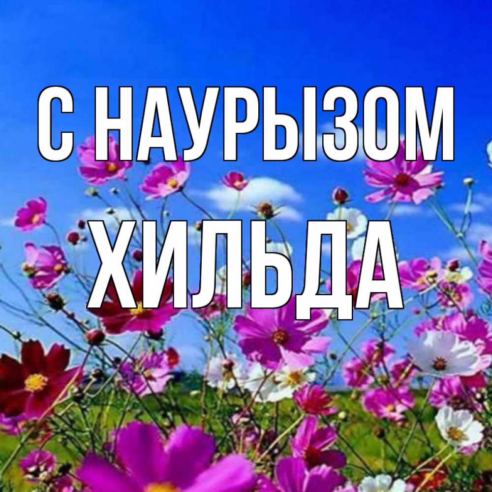 Открытка на каждый день с именем, Хильда С наурызом цветы Прикольная открытка с пожеланием онлайн скачать бесплатно 
