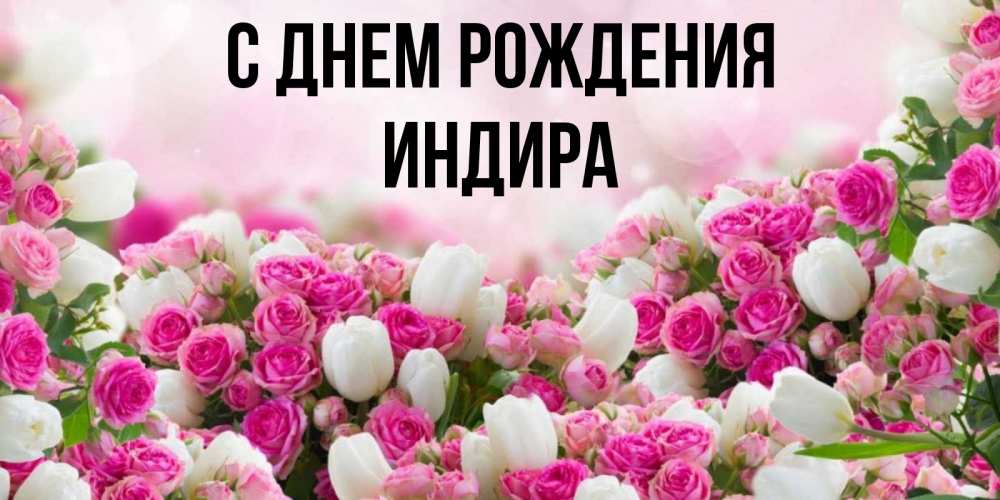 Открытка на каждый день с именем, Индира С днем рождения открытка с разными розами Прикольная открытка с пожеланием онлайн скачать бесплатно 