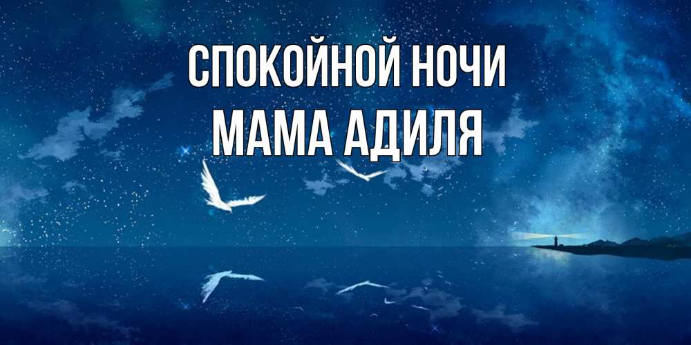Открытка на каждый день с именем, Мама-Адиля Спокойной ночи птицы летят на фоне ночного неба Прикольная открытка с пожеланием онлайн скачать бесплатно 