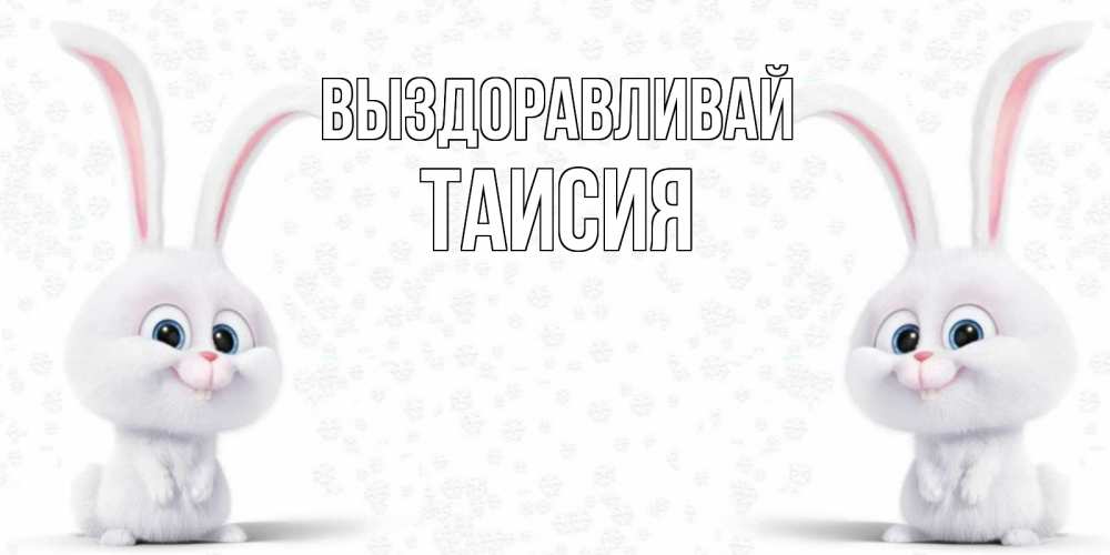 Открытка на каждый день с именем, Таисия Выздоравливай не болей с зайцем Прикольная открытка с пожеланием онлайн скачать бесплатно 
