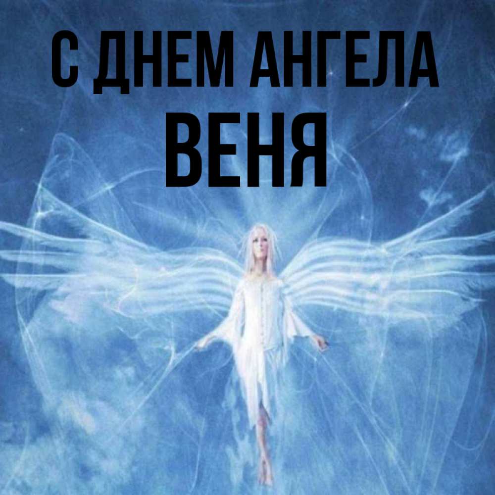 Открытка на каждый день с именем, Веня С днем ангела голубой фон и крылья как у стрекозы Прикольная открытка с пожеланием онлайн скачать бесплатно 