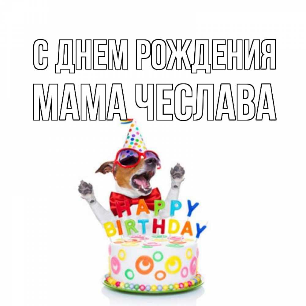 Открытка на каждый день с именем, Мама-Чеслава С днем рождения тортик Прикольная открытка с пожеланием онлайн скачать бесплатно 