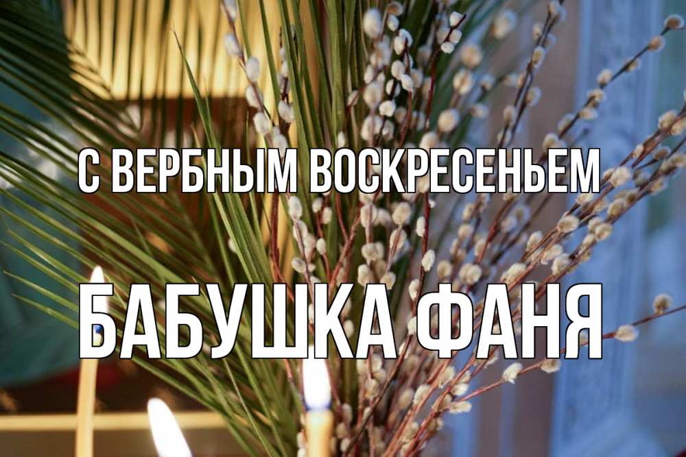 Открытка на каждый день с именем, Бабушка-Фаня С вербным воскресеньем верба Прикольная открытка с пожеланием онлайн скачать бесплатно 
