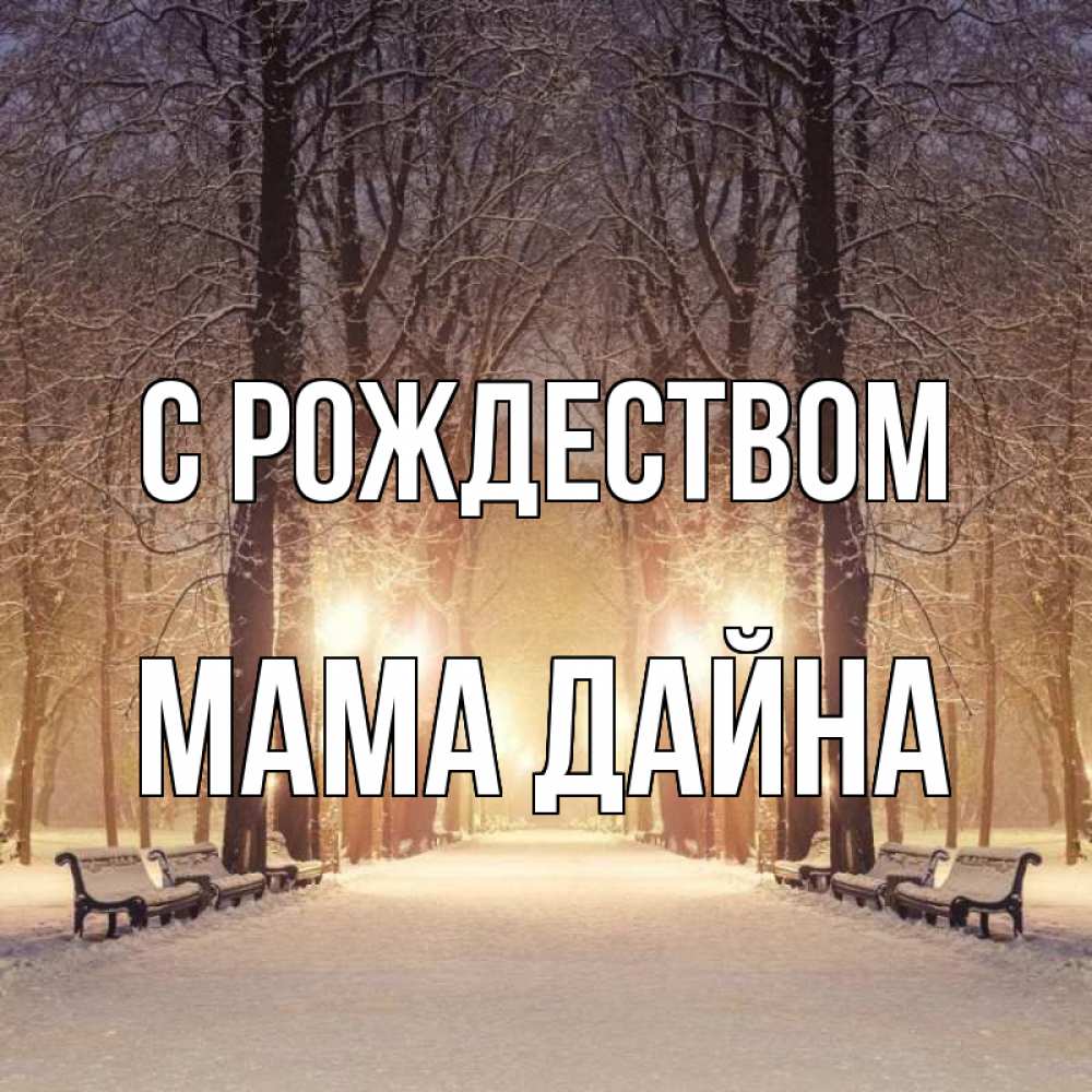 Открытка на каждый день с именем, Мама-Дайна С рождеством зима, парк, фонарь, лес Прикольная открытка с пожеланием онлайн скачать бесплатно 