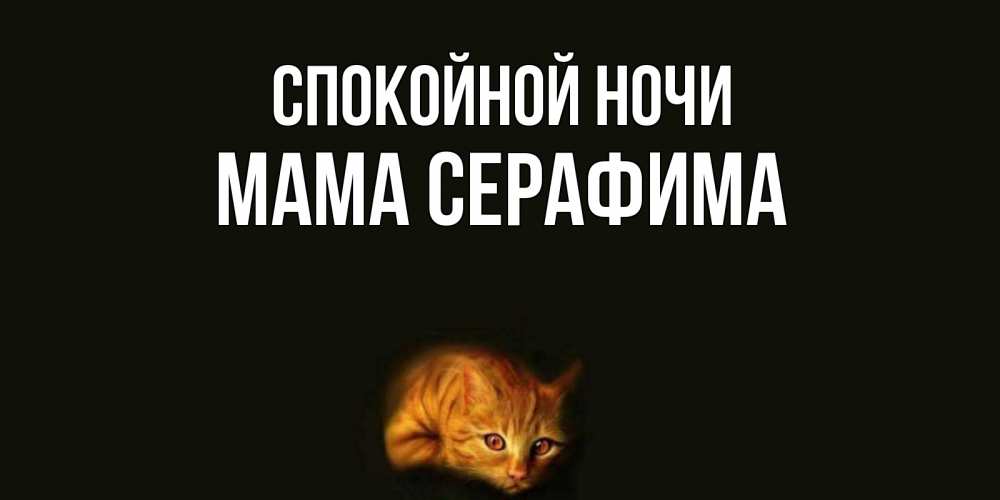 Открытка на каждый день с именем, Мама-Серафима Спокойной ночи кот Прикольная открытка с пожеланием онлайн скачать бесплатно 