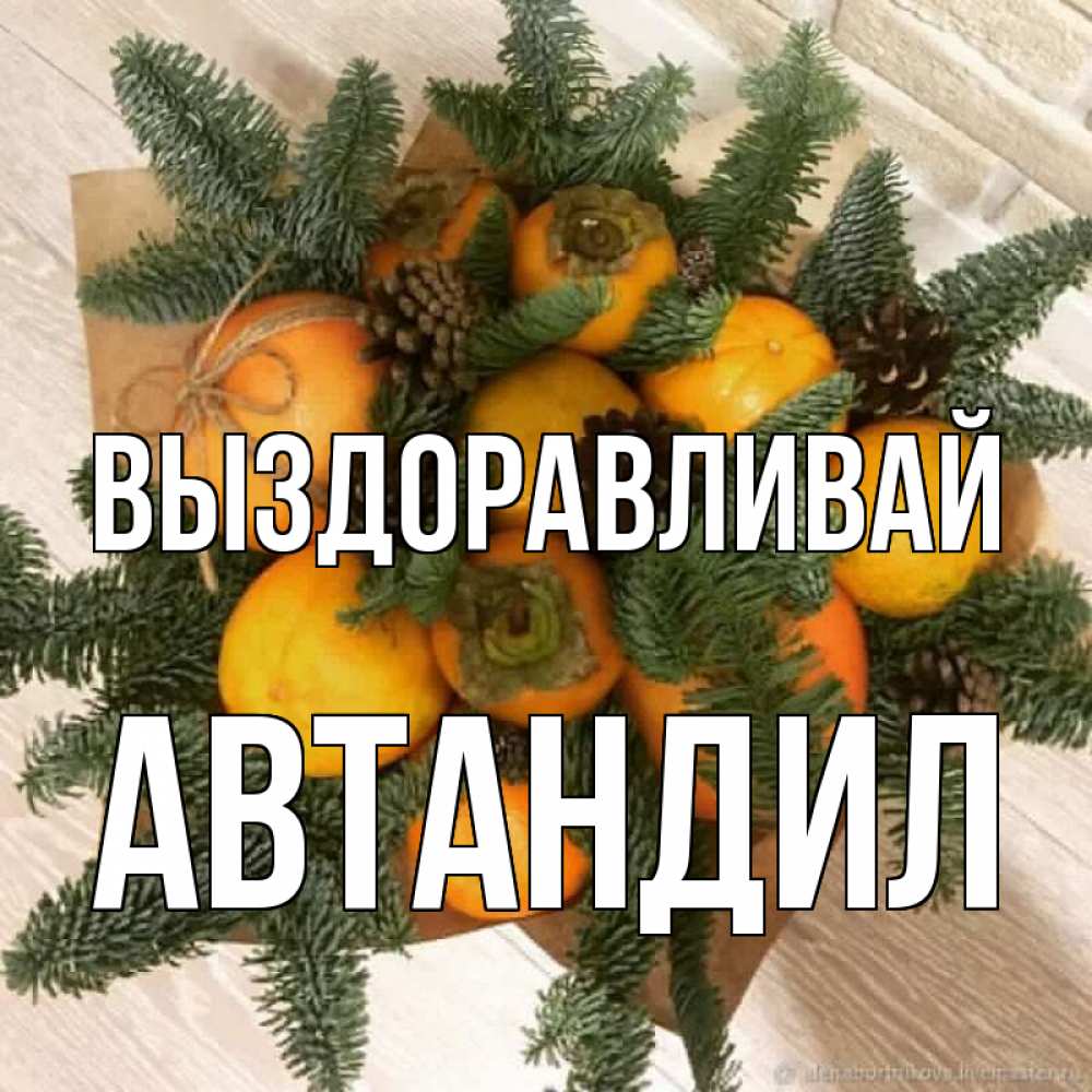 Открытка на каждый день с именем, Автандил Выздоравливай апельсины и хурьма Прикольная открытка с пожеланием онлайн скачать бесплатно 