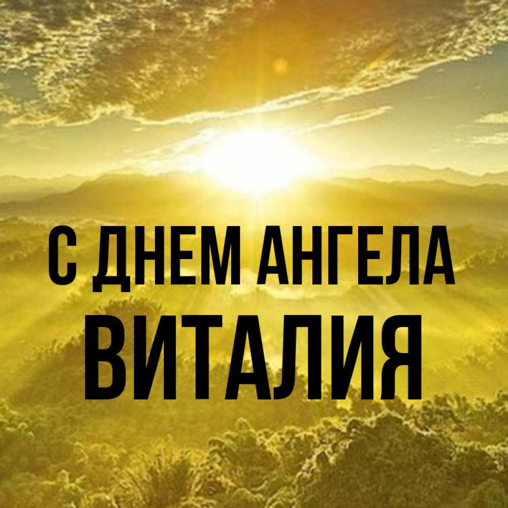 Открытка на каждый день с именем, Виталия С днем ангела леса и небо в желтом Прикольная открытка с пожеланием онлайн скачать бесплатно 