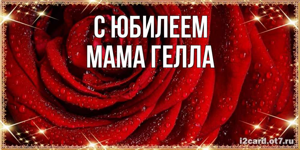 Открытка на каждый день с именем, Мама-Гелла С юбилеем роса на розе блестящая в лучах солнца Прикольная открытка с пожеланием онлайн скачать бесплатно 