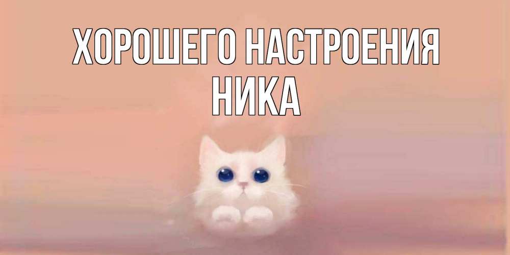 Открытка на каждый день с именем, Ника Хорошего настроения кошка Прикольная открытка с пожеланием онлайн скачать бесплатно 
