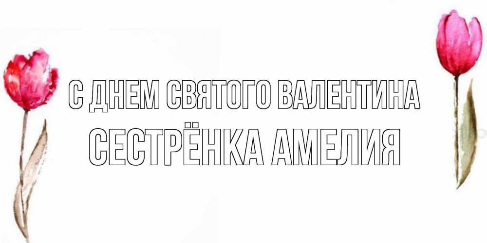 Открытка на каждый день с именем, Сестрёнка-Амелия С днем Святого Валентина Открытки на день всех влюбленных с тюльпанами акварелью Прикольная открытка с пожеланием онлайн скачать бесплатно 
