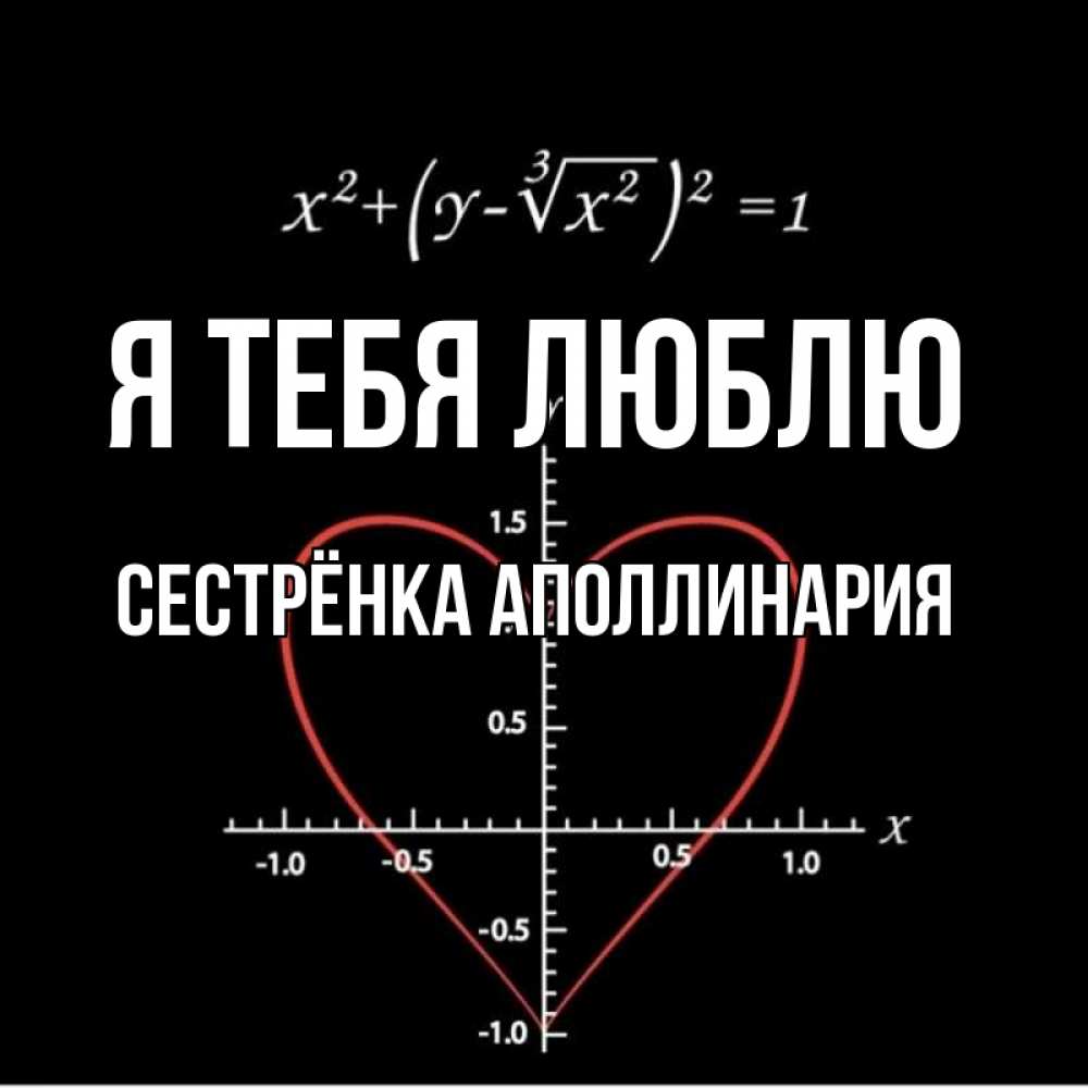 Открытка на каждый день с именем, Сестрёнка-Аполлинария Я тебя люблю сердечная формула Прикольная открытка с пожеланием онлайн скачать бесплатно 