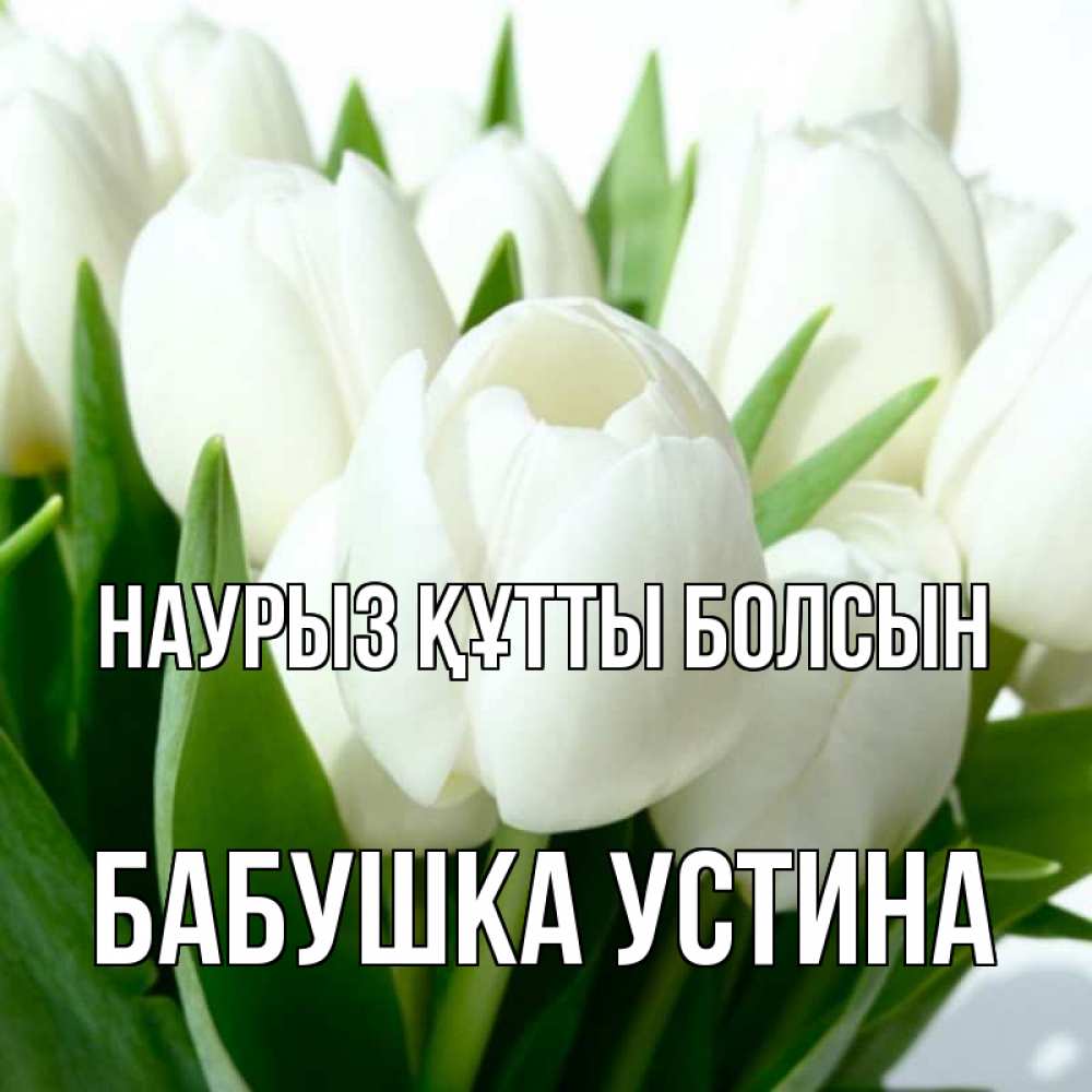 Открытка на каждый день с именем, Бабушка-Устина Наурыз құтты болсын цветы Прикольная открытка с пожеланием онлайн скачать бесплатно 