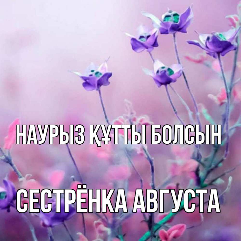 Открытка на каждый день с именем, Сестрёнка-Августа Наурыз құтты болсын наурыз  2 Прикольная открытка с пожеланием онлайн скачать бесплатно 