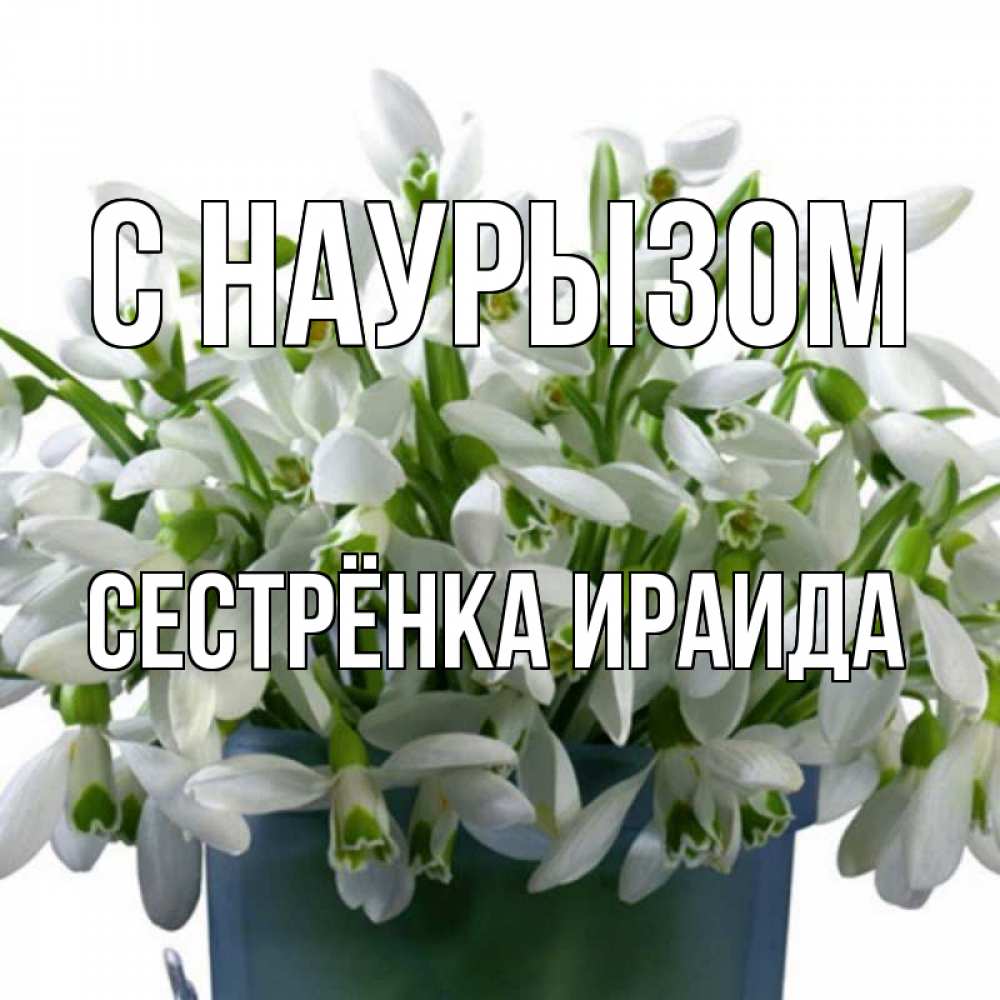 Открытка на каждый день с именем, Сестрёнка-Ираида С наурызом цветы к наурызу новый год в Казахстане Прикольная открытка с пожеланием онлайн скачать бесплатно 