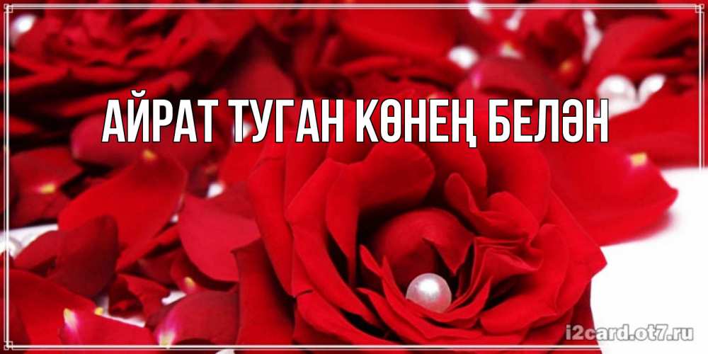 Открытка на каждый день с именем, Айрат-туган-көнең-белән Главная роза с жемчужиной на открытке для любимых Прикольная открытка с пожеланием онлайн скачать бесплатно 
