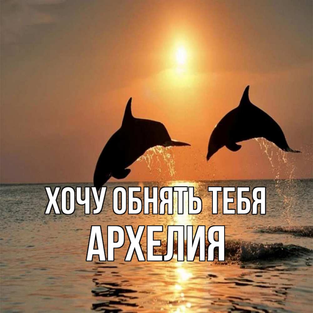 Открытка на каждый день с именем, Архелия Хочу обнять тебя рыбы на закате Прикольная открытка с пожеланием онлайн скачать бесплатно 