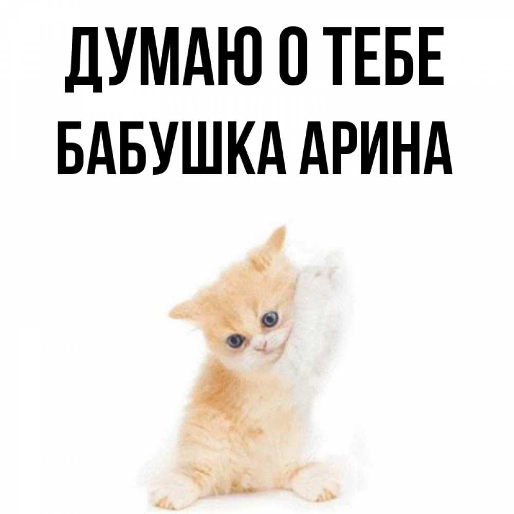 Открытка на каждый день с именем, Бабушка-Арина Думаю о тебе зверушки и милота Прикольная открытка с пожеланием онлайн скачать бесплатно 