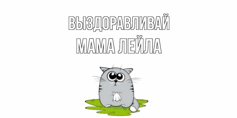 Открытка на каждый день с именем, Мама-Лейла Выздоравливай кот и открытки про выздоровление Прикольная открытка с пожеланием онлайн скачать бесплатно 