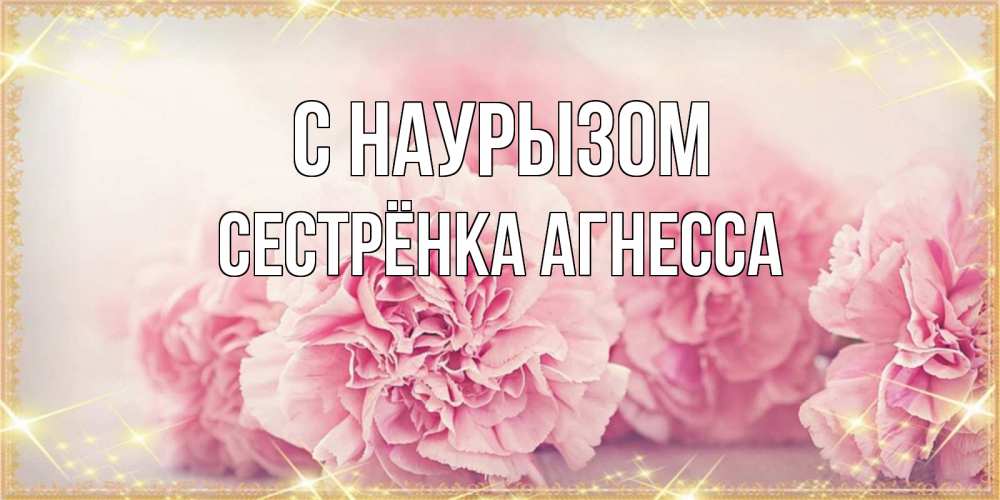 Открытка на каждый день с именем, Сестрёнка-Агнесса С наурызом розовые цветы на праздник весны наурыз Прикольная открытка с пожеланием онлайн скачать бесплатно 