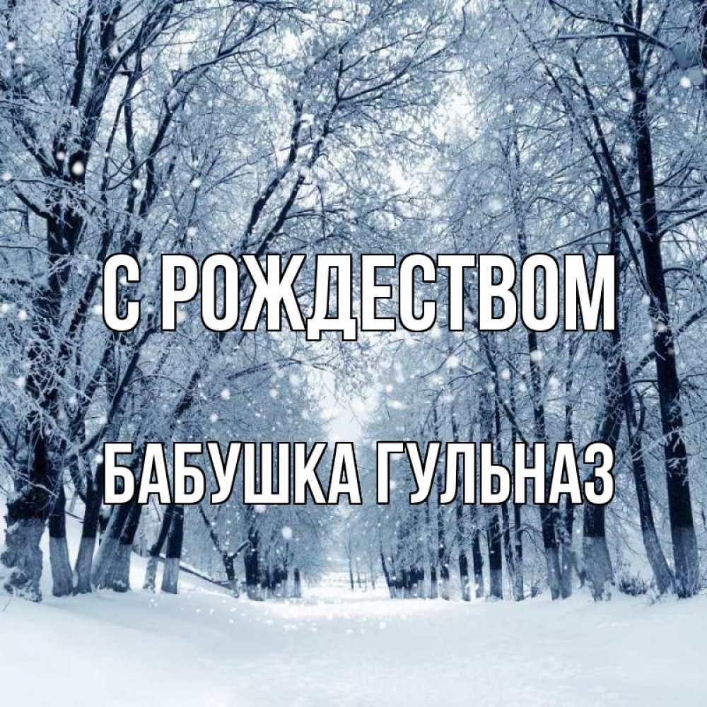 Открытка на каждый день с именем, Бабушка-Гульназ С рождеством снег, лес, парк Прикольная открытка с пожеланием онлайн скачать бесплатно 
