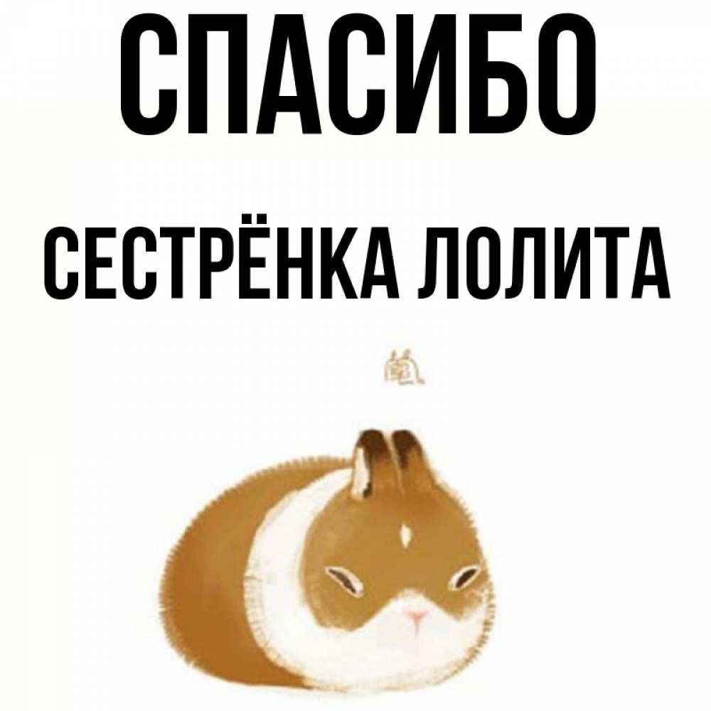Открытка на каждый день с именем, Сестрёнка-Лолита Спасибо коричнево белый домашний питомец Прикольная открытка с пожеланием онлайн скачать бесплатно 