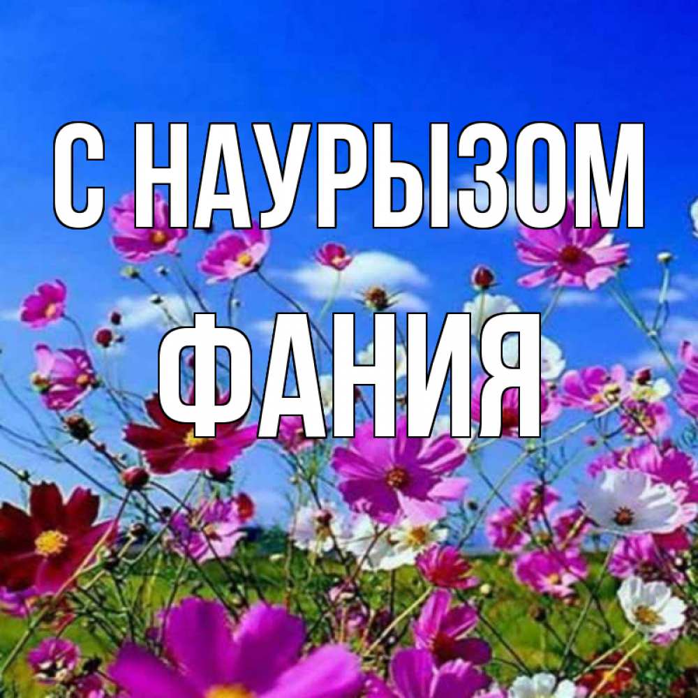 Открытка на каждый день с именем, Фания С наурызом цветы Прикольная открытка с пожеланием онлайн скачать бесплатно 