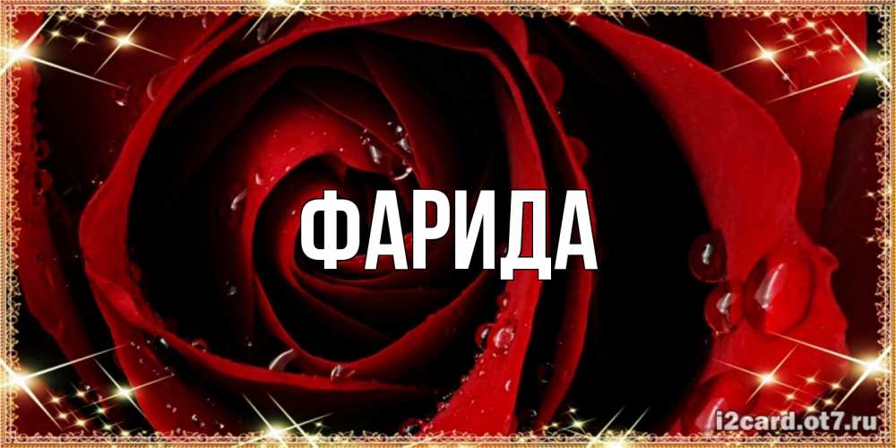 Открытка на каждый день с именем, Фарида Главная цветок в росе на день рождения Прикольная открытка с пожеланием онлайн скачать бесплатно 