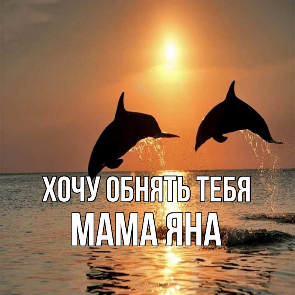 Открытка на каждый день с именем, Мама-Яна Хочу обнять тебя рыбы на закате Прикольная открытка с пожеланием онлайн скачать бесплатно 