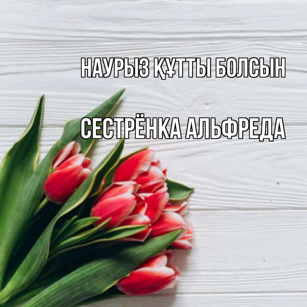Открытка на каждый день с именем, Сестрёнка-Альфреда Наурыз құтты болсын весна 2 Прикольная открытка с пожеланием онлайн скачать бесплатно 