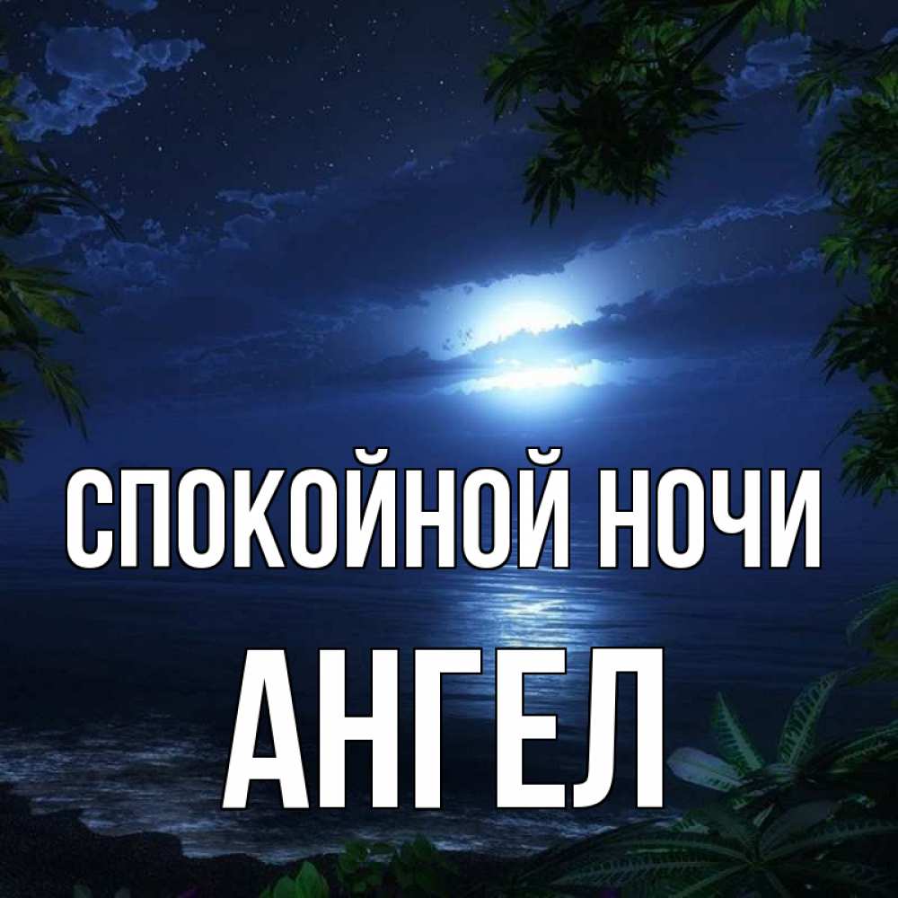 Открытка на каждый день с именем, ангел Спокойной ночи тропический остров Прикольная открытка с пожеланием онлайн скачать бесплатно 