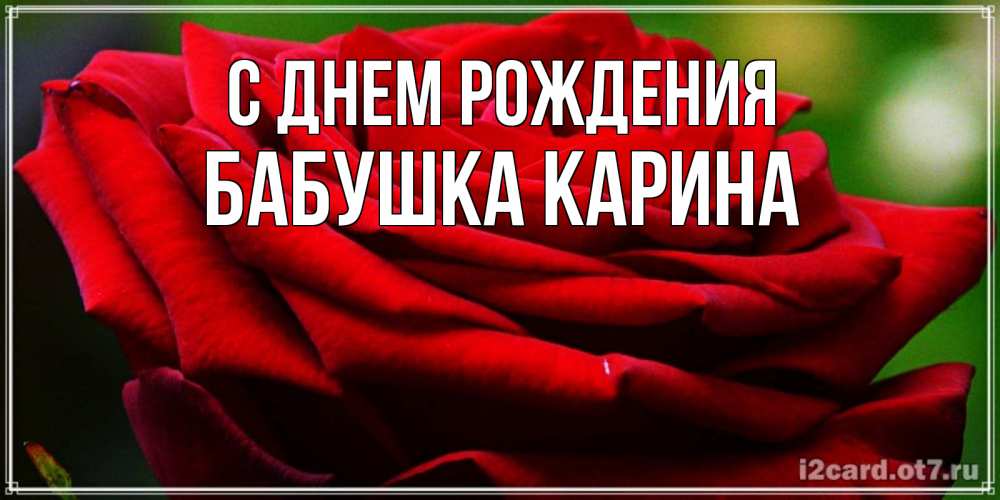 Открытка на каждый день с именем, Бабушка-Карина С днем рождения розочка очень красивая Прикольная открытка с пожеланием онлайн скачать бесплатно 