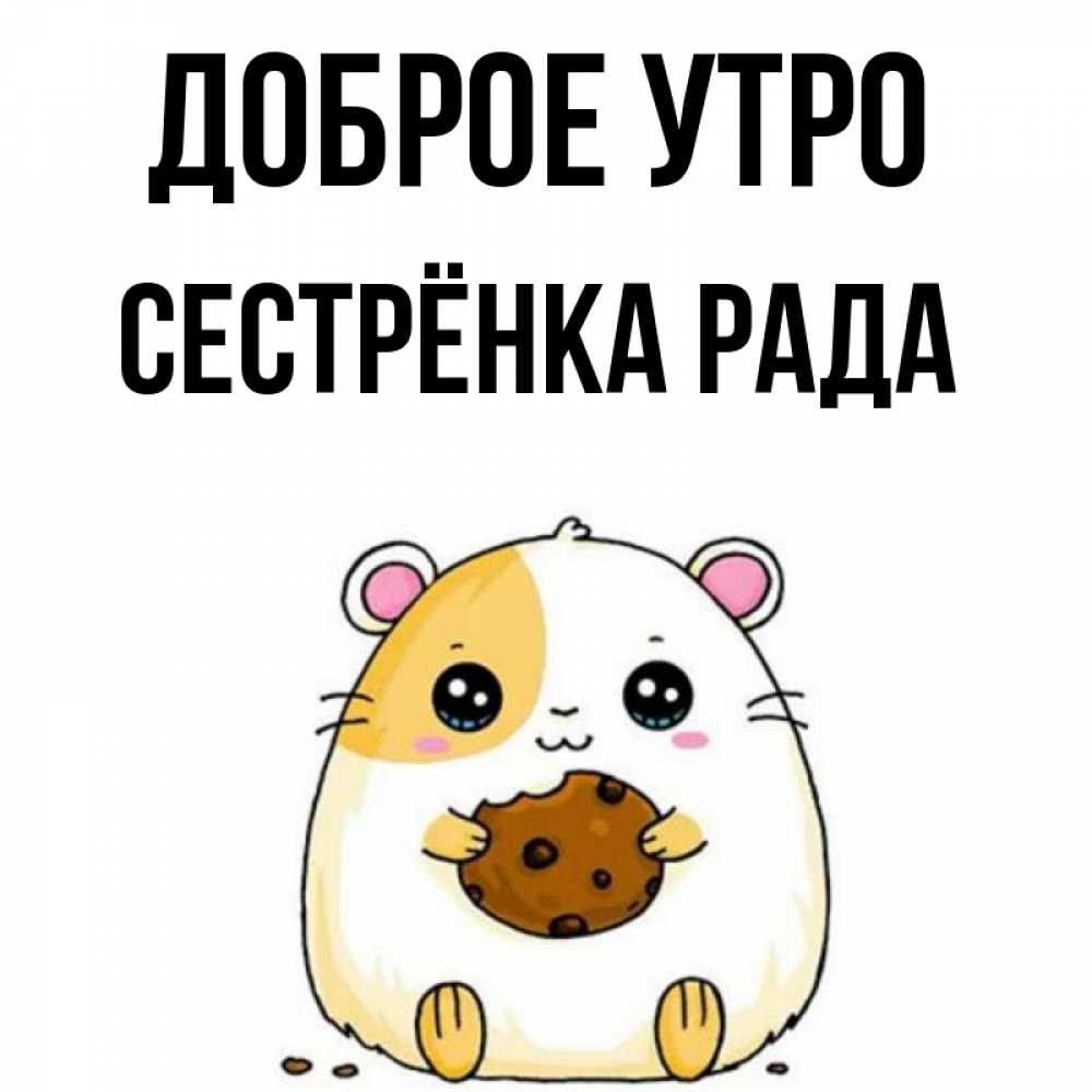 Открытка на каждый день с именем, Сестрёнка-Рада Доброе утро есть печеньку. Утречко Прикольная открытка с пожеланием онлайн скачать бесплатно 