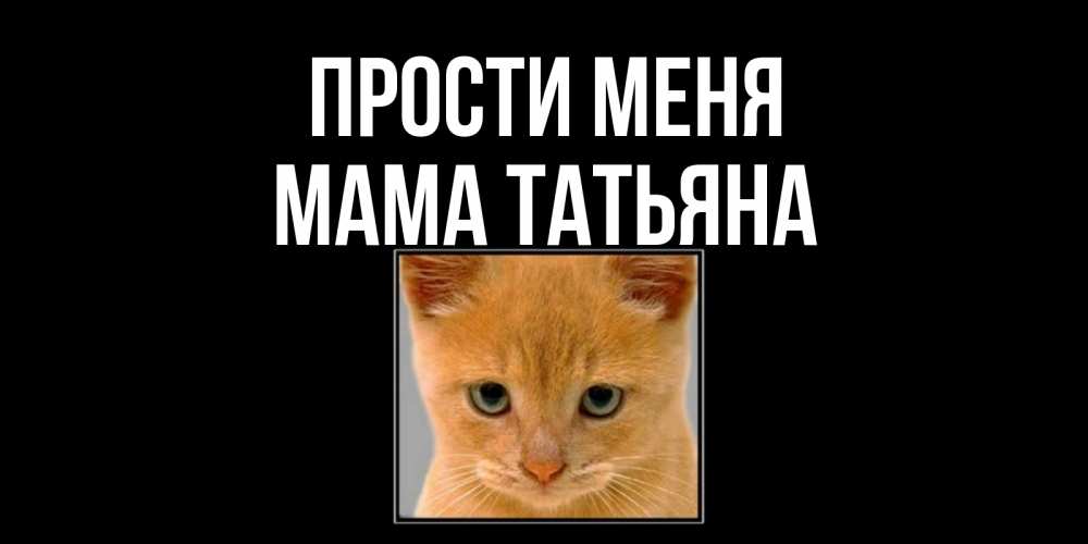 Открытка на каждый день с именем, Мама-Татьяна Прости меня рыжий грустный кот просит прощения Прикольная открытка с пожеланием онлайн скачать бесплатно 